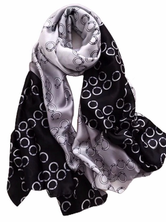 Accessories - Black Gray Abstract Silk Scarf Oversized Headscarf Neck Wrap OS NWT